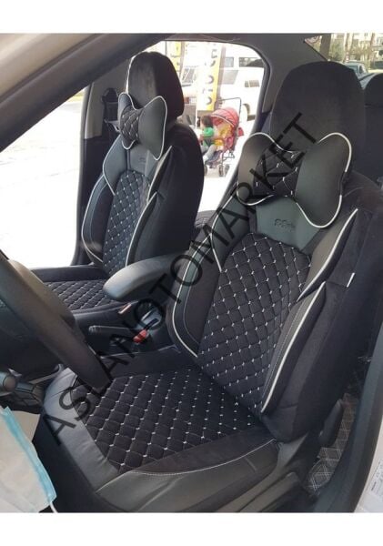 GALA MODEL TAYTÜYÜ PAPYONLU KOLTUK KILIFI SİYAH-BEYAZ GLA23