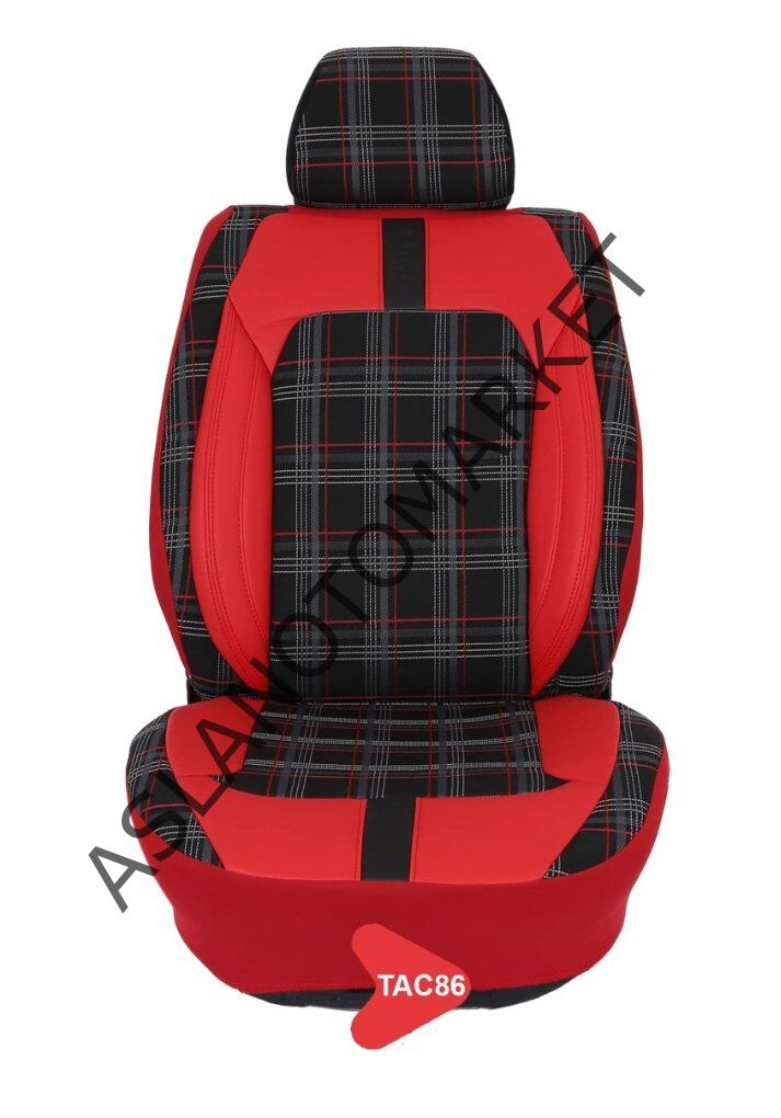 TAÇ MODEL EKOSE JAKAR KOLTUK KILIFI SERİSİ KIRMIZI SİYAH TAC86
