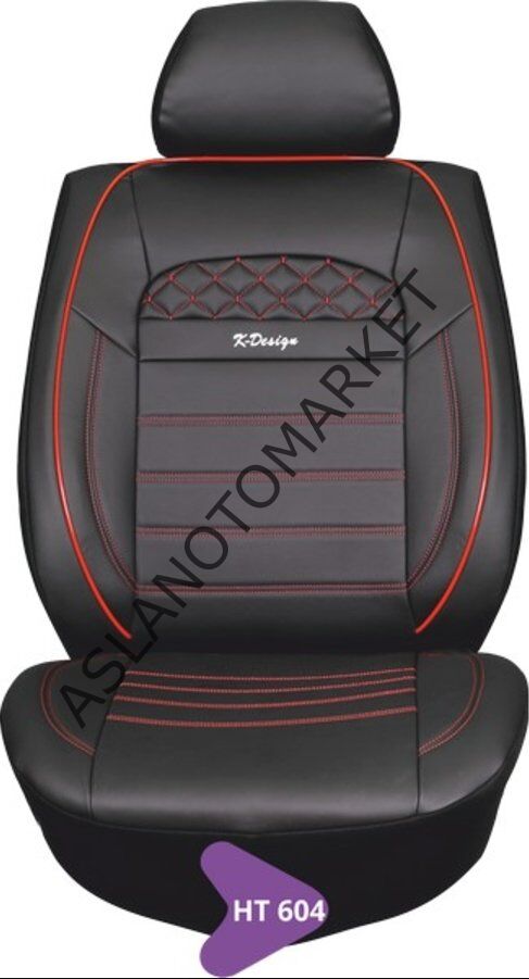 KAREN DERİ KOLTUK KILIFI SERİSİ SİYAH-KIRMIZI İP HT604