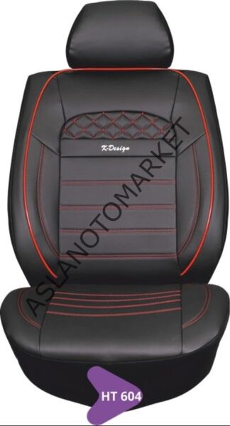 KAREN DERİ KOLTUK KILIFI SERİSİ SİYAH-KIRMIZI İP HT604