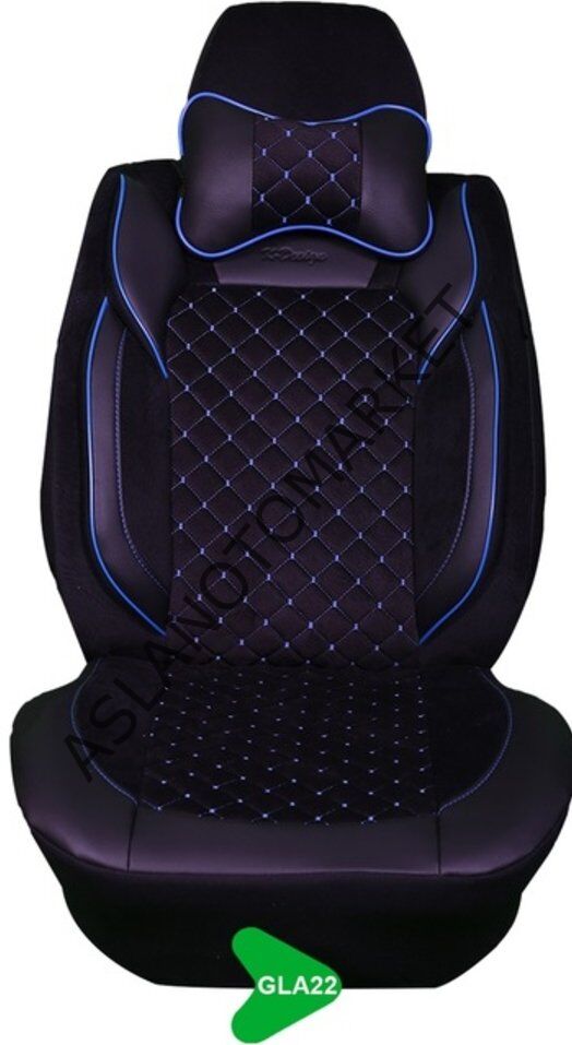 GALA MODEL TAYTÜYÜ PAPYONLU KOLTUK KILIFI SİYAH-MAVİ GLA22