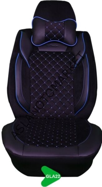 GALA MODEL TAYTÜYÜ PAPYONLU KOLTUK KILIFI SİYAH-MAVİ GLA22