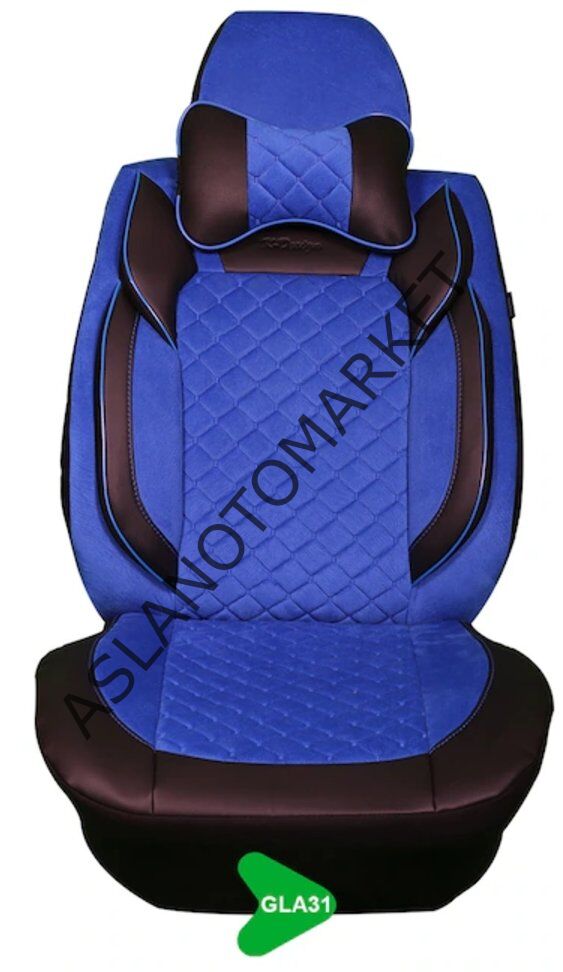 GALA MODEL TAYTÜYÜ PAPYONLU KOLTUK KILIFI SİYAH-MAVİ GLA31