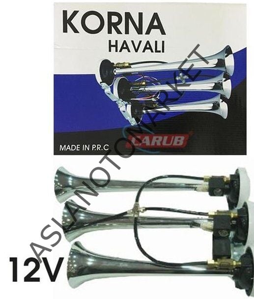 CARUB 3LÜ HAVALI KORNA KROM 12V