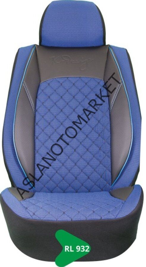 ELİT JAKAR YASTIKLI KOLTUK KILIFI TİCARİ SERİSİ SİYAH-MAVİ RL932