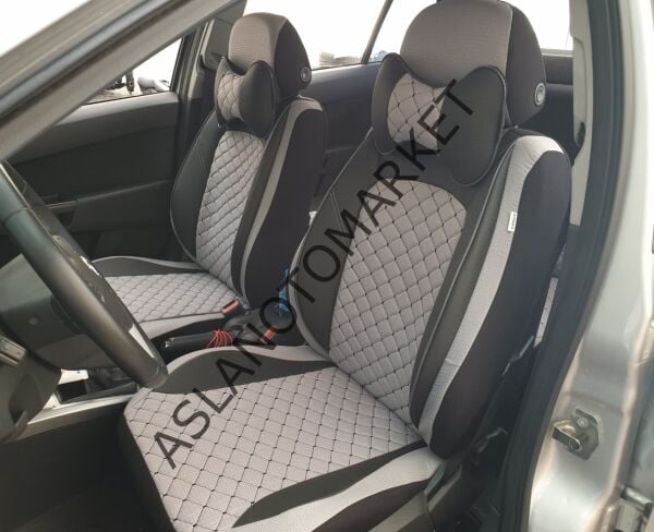 ELİT JAKAR YASTIKLI KOLTUK KILIFI SERİSİ AÇIK GRİ-SİYAH BZ508