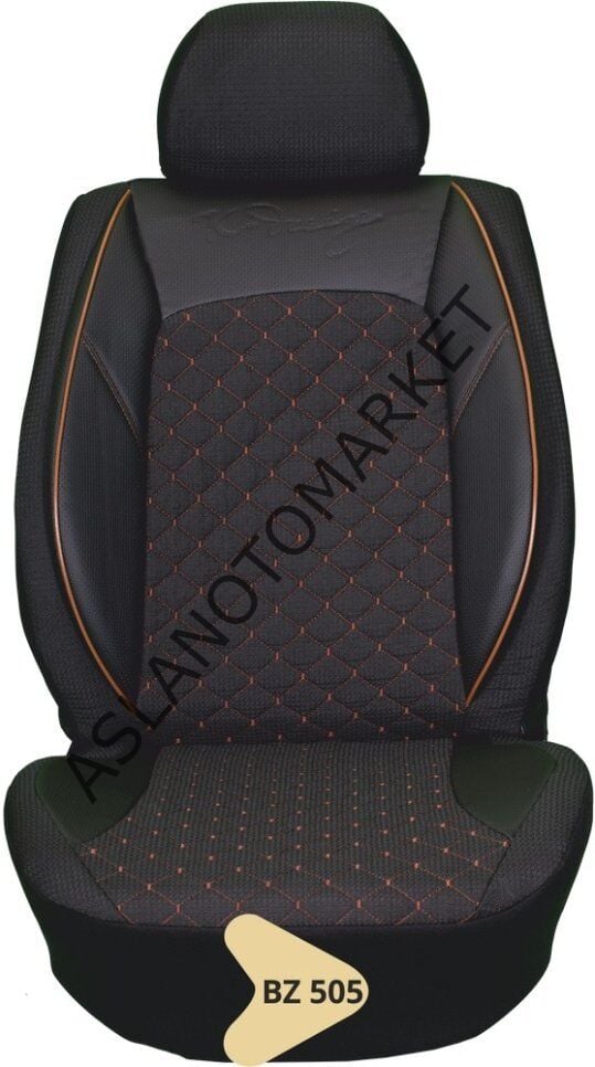 ELİT JAKAR YASTIKLI KOLTUK KILIFI SERİSİ SİYAH TURUNCU ÇİZGİ BZ505