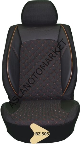 ELİT JAKAR YASTIKLI KOLTUK KILIFI SERİSİ SİYAH TURUNCU ÇİZGİ BZ505