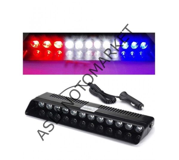 12Lİ VANTUZLU POLİS ÇAKAR 8 FONKSİYON KIRMIZI MAVİ BEYAZ