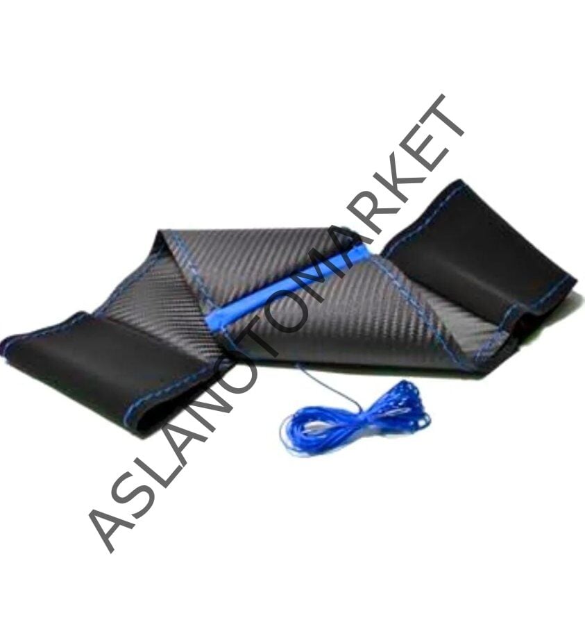 AS-AK 105 CM MAVİ KARBON-SÜET DİREKSİYON KILIFI