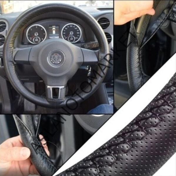 AS-AK 105 CM SİYAH DELİKLİ-SÜET DİREKSİYON KILIFI